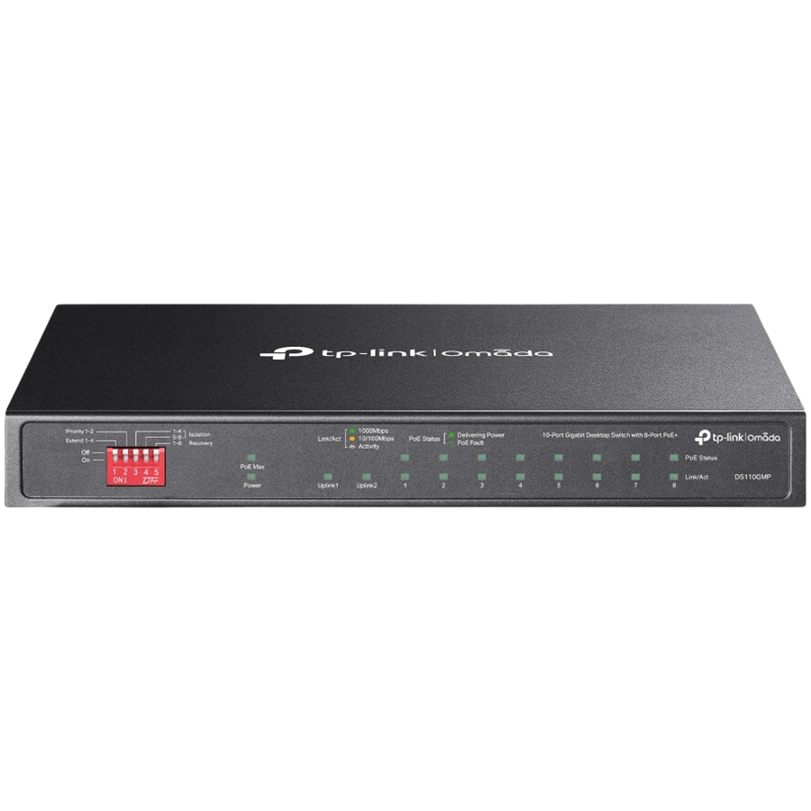 Omada 10-Port Gigabit Desktop Switch with 8-Port PoE+ 8× Gigabit Po...