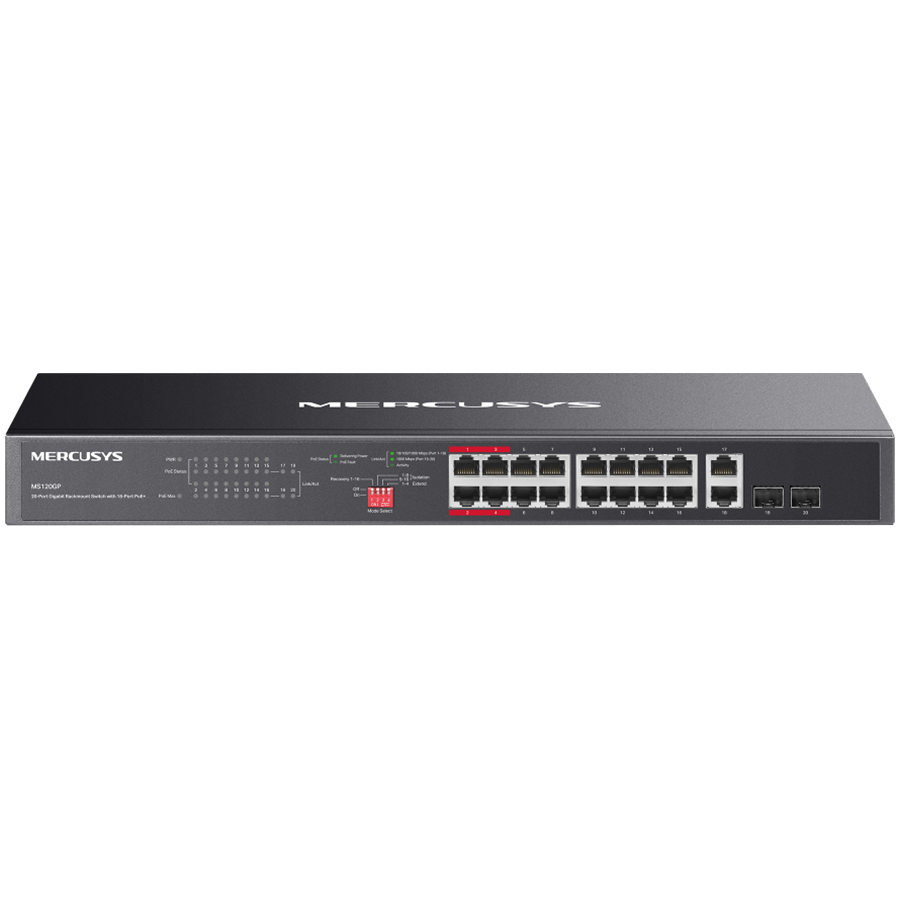 Mercusys MS120GP 20-Port Gigabit Rackmount Switch with 16-Port PoE+...