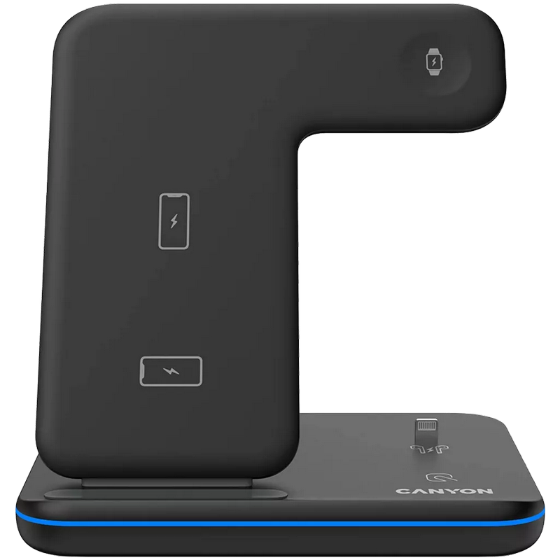  Punjač bežični Canyon wireless charger WS-302 15W 3in1 Crni 