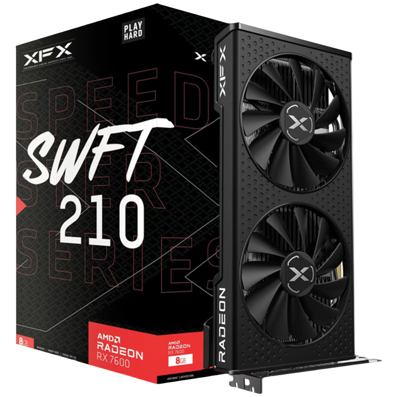 XFX SPEEDSTER SWFT 210 AMD Radeon RX 7600 8 GB GDDR6 128-bit HDMI 3...