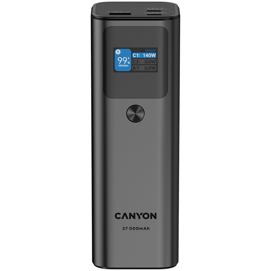 CANYON power bank PB-2010 TFT 27000 mAh 97.2Wh PD140W QC 3.0 Tamno ...
