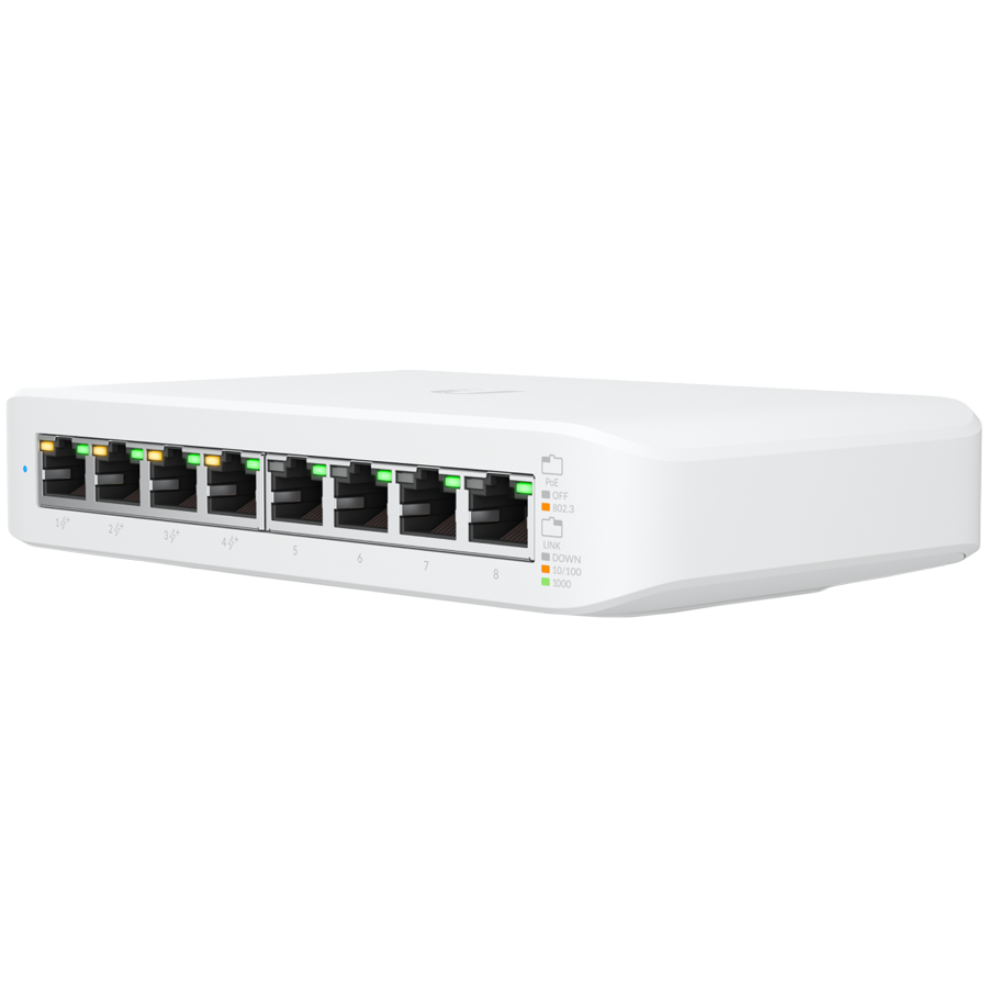 UBIQUITI Lite 8 PoE; (4) GbE PoE+, (4) GbE ports; 52W total PoE ava...