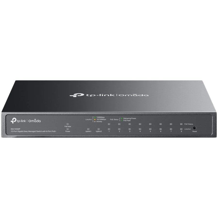 Omada 10-Port Gigabit Easy Managed Switch with 8-Port PoE+ 8× Gigab...