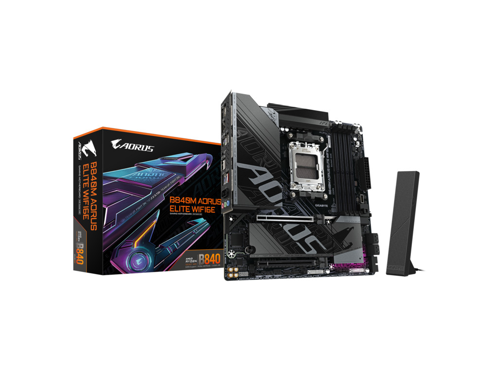 Gigabyte MB B840 AORUS ELITE AM5, 4x DDR5, 2x M.2, 4x SATA 8xUSB; 1x HDMI, 1x DP, mATX;