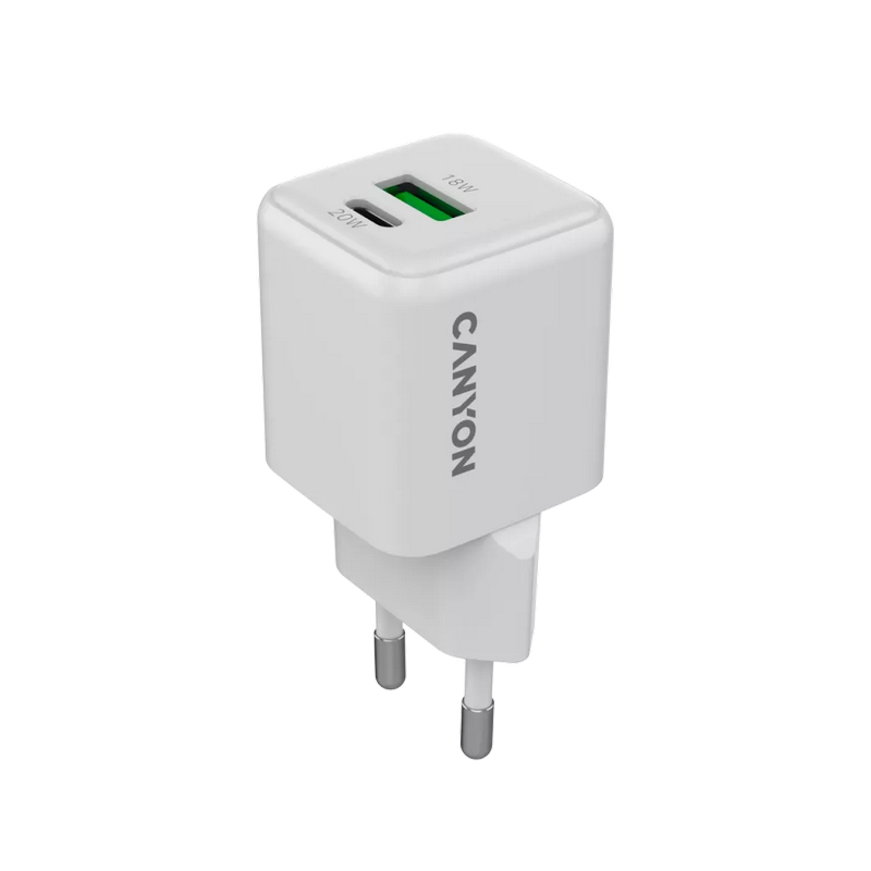 Adapter Canyon charger CU20AC GaN 20W 1xPD 1xQC EU  White