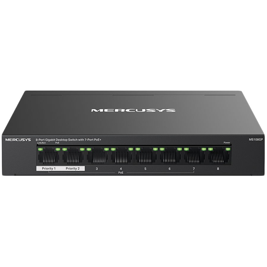 Mercusys MS108GP 8-Port Gigabit Desktop Switch with 7-Port PoE+, 7×...