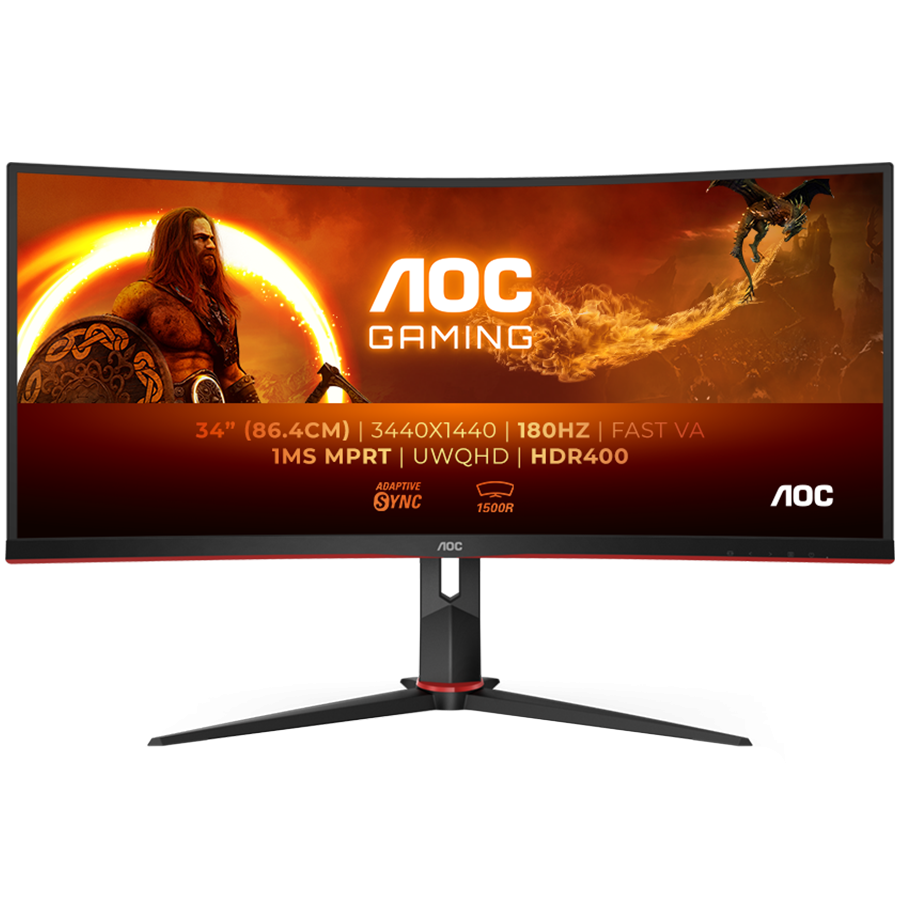 AOC Monitor Gaming CU34G2XP 34” Curved VA, 21:9, 3440x1440, 180Hz, ...