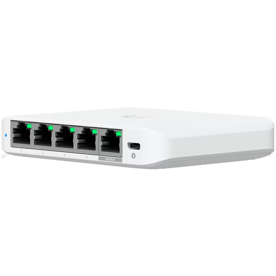 Ubiquiti 5-port 2.5G switch that can be powered with PoE or a USB-C...