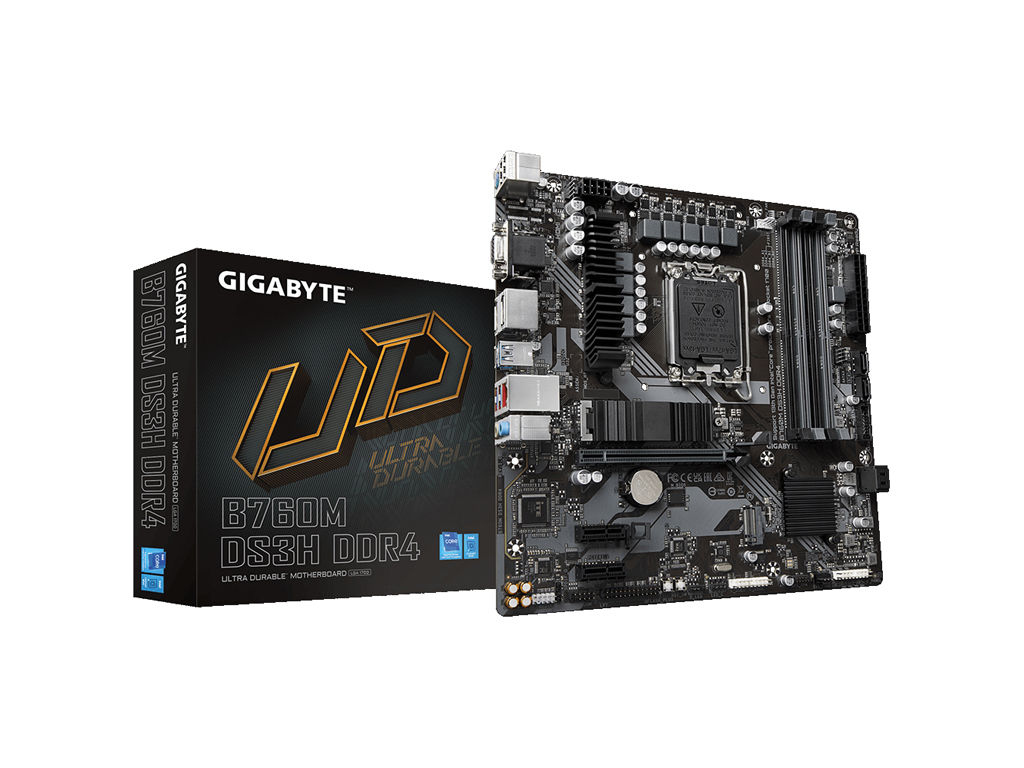 Gigabyte MB [B760M DS3H DD4]LGA1700; 4xDDR4; 2xM.2; 4xSATA4xSATA; 6xUSB; HDMI, 2xDP; mATX