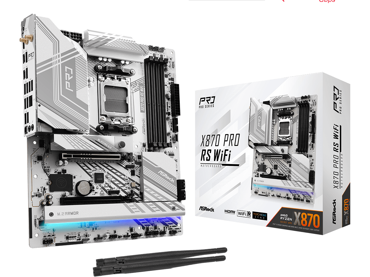 ASROCK MB X870 PRO RS WIFIAMD X870, 4xDDR5, 3xM.24xSATA, WIFI7, USB4, RAID, ATX, 2.5G LAN