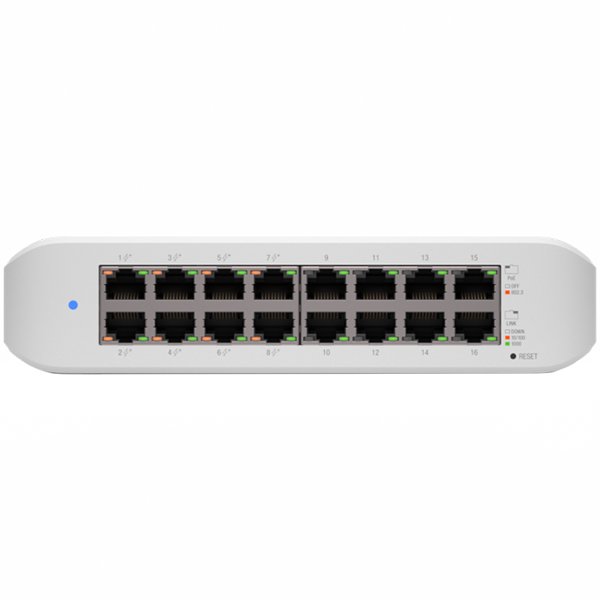 UBIQUITI Lite 16 PoE; (8) GbE PoE+, (8) GbE ports; 45W total PoE av...