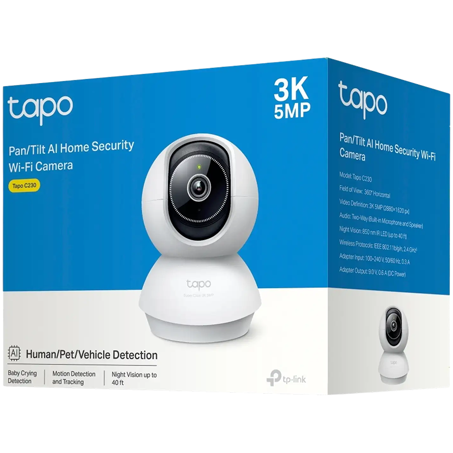 TP-Link Tapo C230 Pan/Tilt AI Home Security Wi-Fi Camera, 3K 5MP (2...