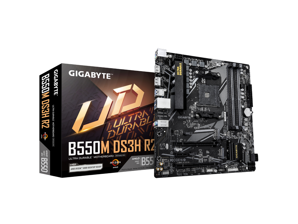 Gigabyte MB B550M DS3H R2 AM4; 4xDDR4; 2xM.2; 4xSATA; 6XUSB; DP; HDMI; PS/2; mATX