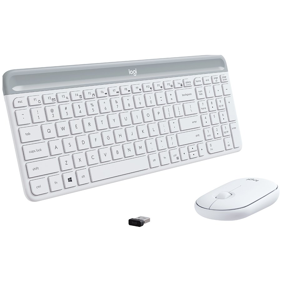 LOGITECH Slim Wireless Keyboard and Mouse Combo MK470-OFFWHITE- Cro...