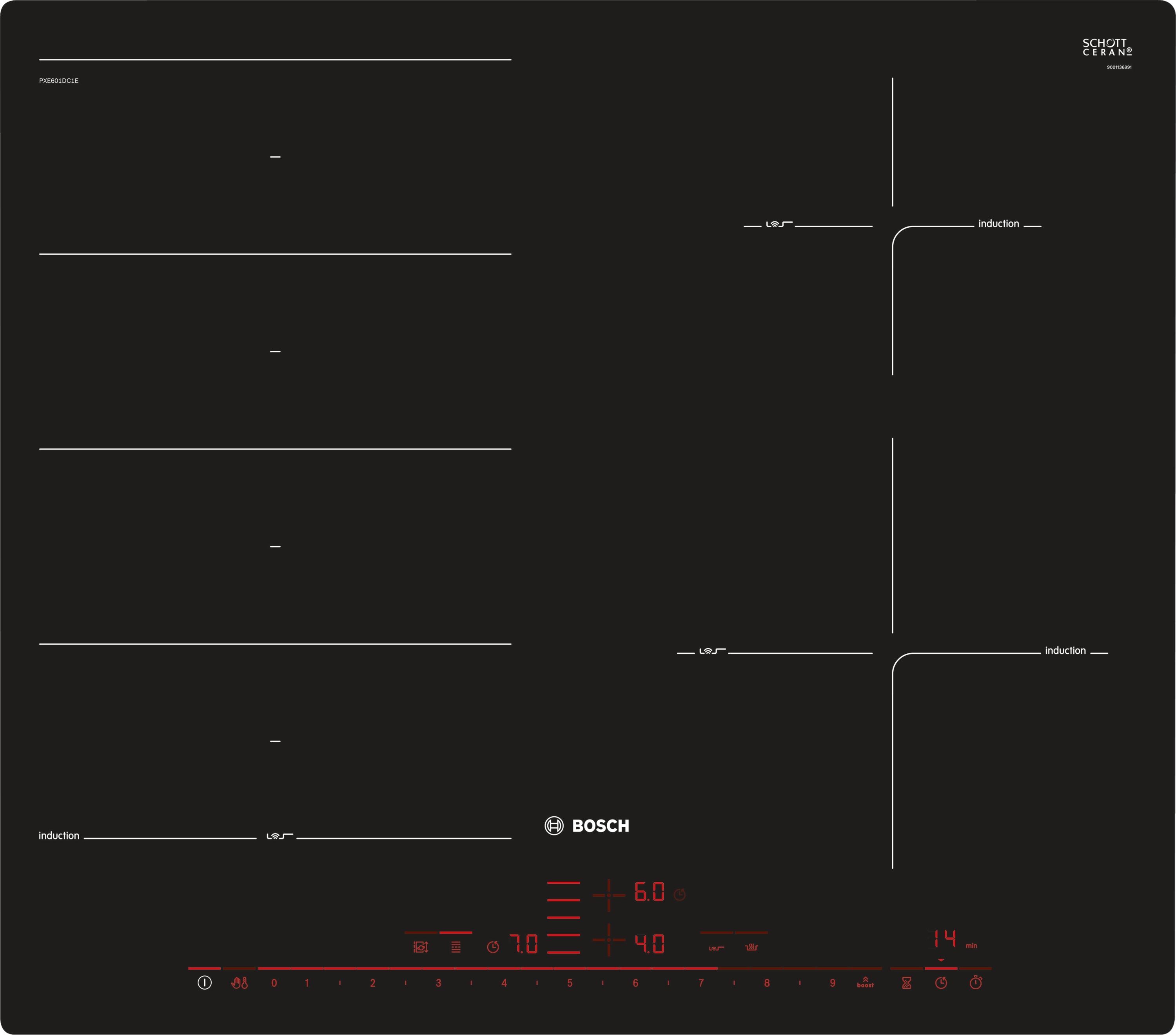 BOSCH indukcijska pločaSerie 8|, 60 cm, bez okvira, FlexIndZone, DirectSelect Premium, ES
