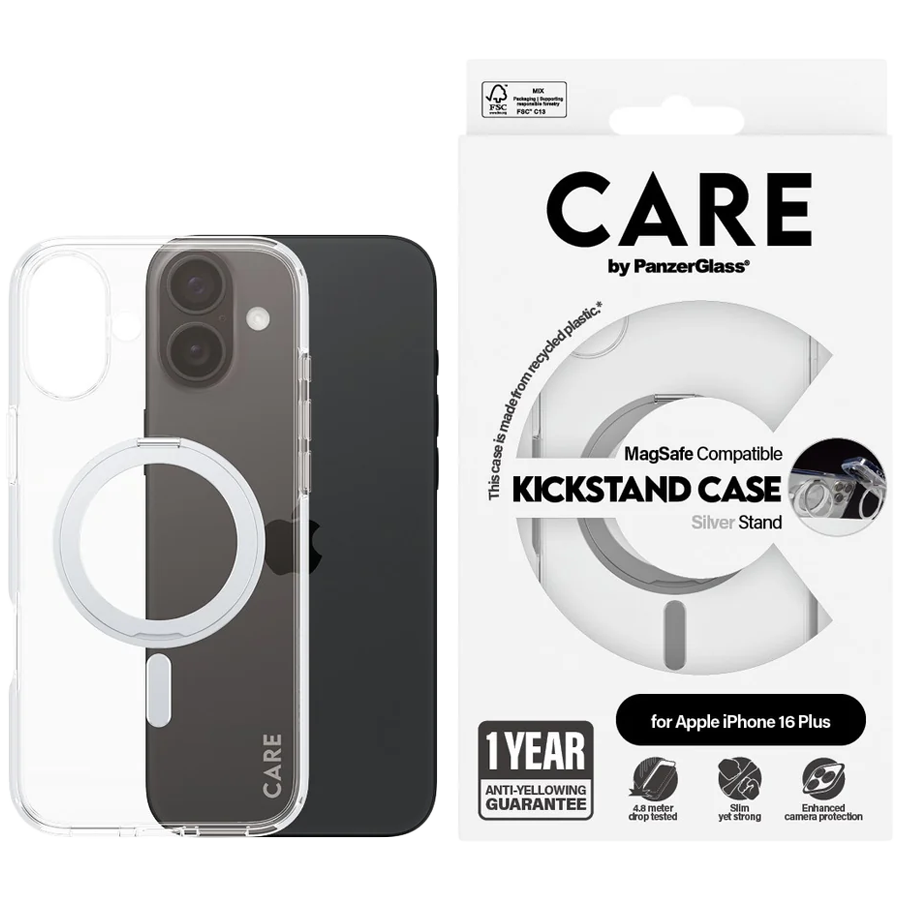 CARE by PanzerGlass Feature Case Transparent w. Silver Kickstand & ...