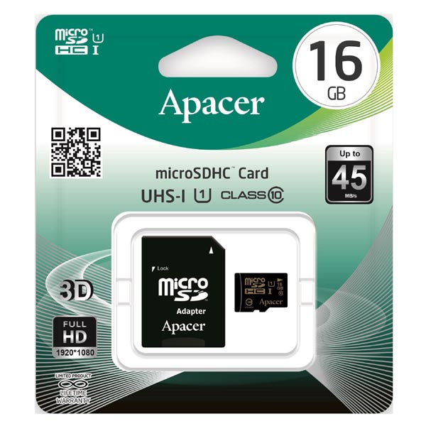 Memorijska kartica Apacer 16GB microSDHC UHS-I Class10 s Adapterom