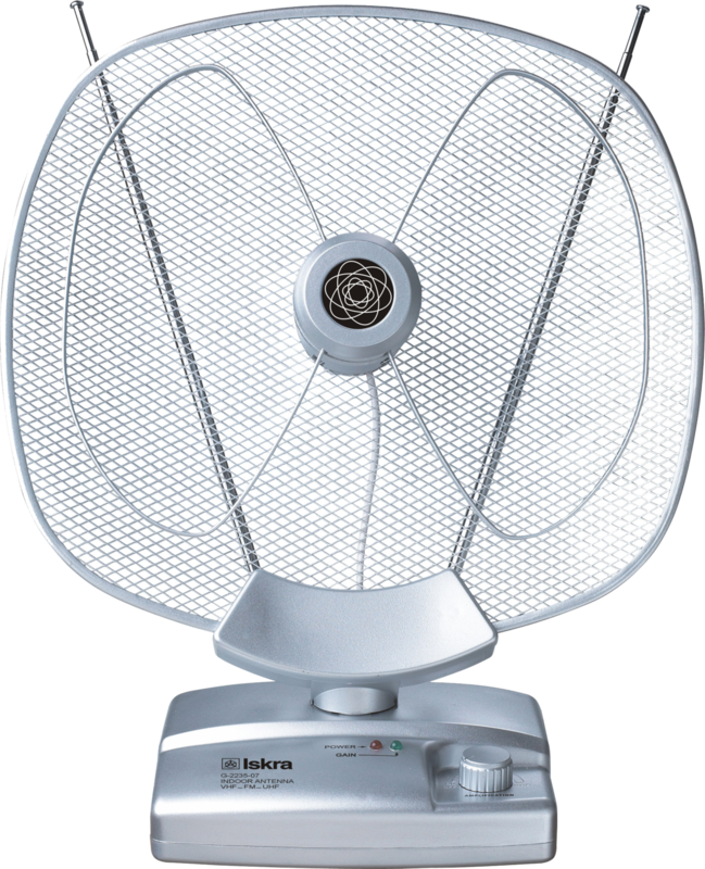 Antena sobna Iskra sa pojačalom UHF/VHF srebrna