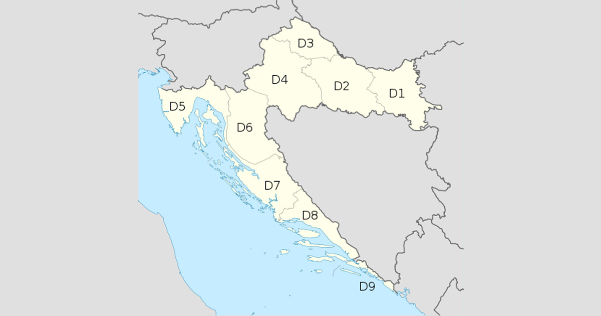Podjela DVB-T2 po regijama u Republici Hrvatskoj 